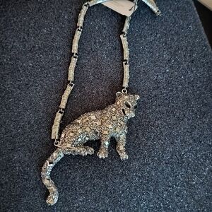 Natasha Couture Leopard GunMetal Statement Necklace